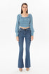 Square Collar Balloon Sleeve Crop Top